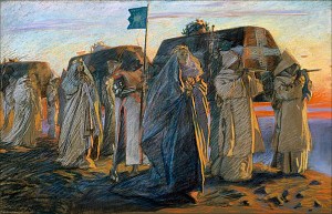 Эдвин Остин Эбби. Три королевы. Иллюстрация к акту I, сцене 5 пьесы «Два знатных родича». Около 1895 года.