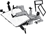 Землетрясение. Иллюстрация Михаила Черемных (1928) к роману Ильи Ильфа и Евгения Петрова «Двенадцать стульев» (1927)