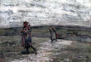 Шут (поет). Когда я ввел жену в свой дом... Иллюстрация к пьесе Шекспира «Двенадцатая ночь, или Что угодно». Художник Уильям Хит Робинсон, 1908 г.