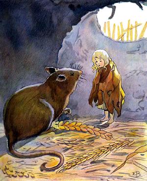Дюймовочка пришла к полевой мыши