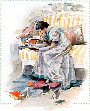 Татьяна с книгой Е. Онегина