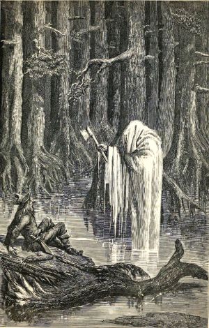 Иллюстрация Эрнста Гризета (1869) к басне Эзопа «ДРОВОСЕК И ГЕРМЕС»