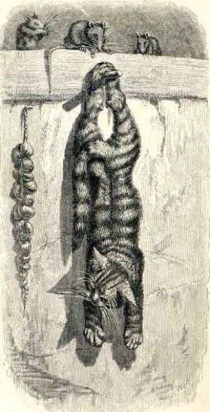 Иллюстрация Эрнста Гризета (1869) к басне Эзопа «КОШКА И МЫШИ»