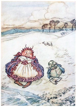 Иллюстрация Артура Рэкхема (1867-1939) к басне Эзопа «Краб и его мать»