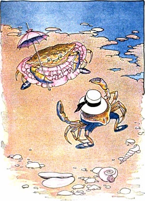 Иллюстрация к басне «Краб и его мать». Художник Майло Винтер, 1919