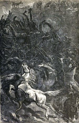 Иллюстрация Эрнста Гризета (1869) к басне Эзопа «ЛЕВ И ОСЕЛ»