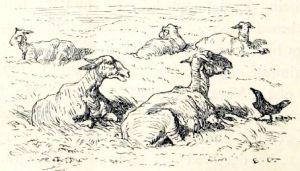 Иллюстрация Эрнста Гризета (1869) к басне Эзопа «ОРЕЛ, ГАЛКА И ПАСТУХ»