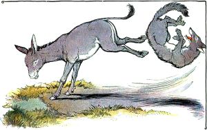Иллюстрация к басне Эзопа «Осёл и волк». Художник Майло Винтер, 1919