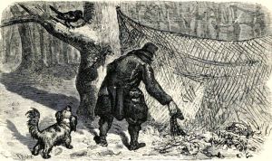 Иллюстрация Эрнста Гризета (1869) к басне Эзопа «ПТИЦЕЛОВ И ЖАВОРОНОК»