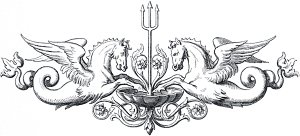 Родосские тельхины с трезубцем Нептуна подплывают на морских конях и драконах. Иллюстрация Энгельберта Зейбертца (1813–1905) к «Фаусту» И. В. Гёте (1749-1832)