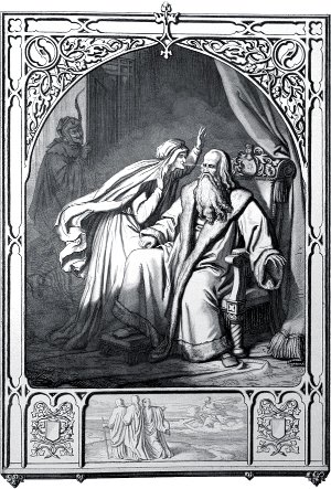 Забота дует на Фауста. Иллюстрация Энгельберта Зейбертца (1813–1905) к «Фаусту» И. В. Гёте (1749-1832)