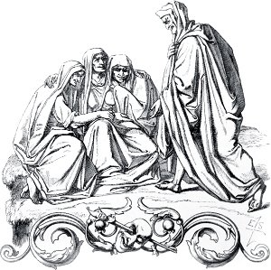 Форкиады и Мефистофель. Иллюстрация Энгельберта Зейбертца (1813–1905) к «Фаусту» И. В. Гёте (1749-1832)