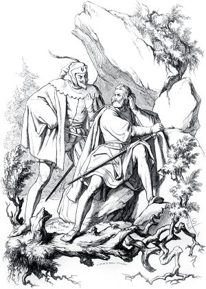 Мефистофель и Фауст. Сцена 14. Лес и пещера. Иллюстрация Энгельберта Зейбертца (1813–1905) к «Фаусту» И. В. Гёте (1749-1832)
