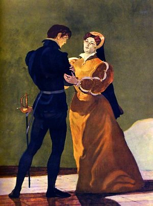 Королева и Гамлет. Иллюстрация Б. А. Дехтерёва к «Трагической истории о Гамлете, принце датском» Уильяма Шекспира