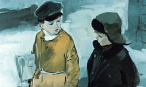 А завтра пойдем вместе к Ивану Михайловичу и попросим. Он добрый, он и тебя тоже научит. Хорошо, Васька? Иллюстрация А. Самсонова к повести «Дальние страны» Аркадия Гайдара