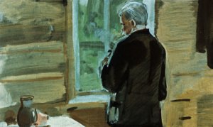 — А как же ребятишки Егора? — немного погодя спросил старик из-за перегородки. — У него их двое. Иллюстрация А. Самсонова к повести «Дальние страны» Аркадия Гайдара