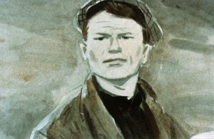 — Подкулачник! — с ненавистью сказал он, теребя пальцами сунутую ему записку. Иллюстрация А. Самсонова к повести «Дальние страны» Аркадия Гайдара