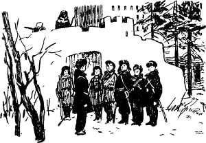 Заставка к киносценарию Аркадия Гайдара «Комендант снежной крепости». Художник А. Ермолаев, 1972