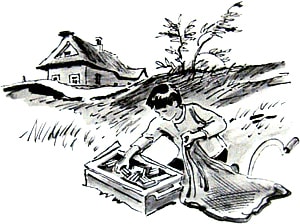 Заставка к рассказу А. П. Гайдара «Патроны». Художник И. И. Харкевич, 1970-е
