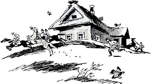 Концовка к рассказу А. П. Гайдара «Патроны». Художник И. И. Харкевич, 1970-е