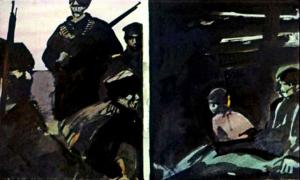 Чуть-чуть отлегло. Пробудилась надежда. Иллюстрация Р. Столярова к повести «Р. В. С.» Аркадия Гайдара
