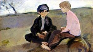 Жиган и Димка. Иллюстрация Р. Столярова к повести «Р. В. С.» Аркадия Гайдара