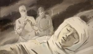 И ветер прорвался наконец к задыхавшемуся горлу… Иллюстрация Б. Игнатьева к повести «Судьба барабанщика» Аркадия Гайдара