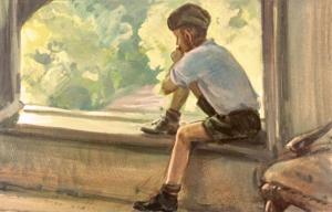 Теперь, когда я узнал, что Славка уезжает, мне еще крепче захотелось в Одессу. Иллюстрация Б. Игнатьева к повести «Судьба барабанщика» Аркадия Гайдара