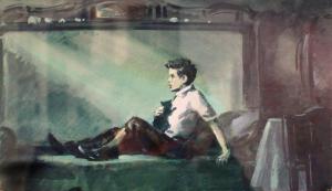 Очнулся я уже у себя в кровати. Была ночь... Иллюстрация Б. Игнатьева к повести «Судьба барабанщика» Аркадия Гайдара