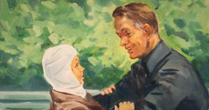 Встреча с отцом. Иллюстрация Б. Игнатьева к повести «Судьба барабанщика» Аркадия Гайдара