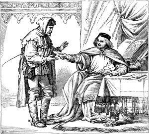 Архиепископ. Скорей, сэр Майкл. Тот пакет с печатью быстрее птицы маршалу доставьте. Иллюстрация к пьесе Уильяма Шекспира «Генрих IV (часть первая)». Художник Генри Кортни Селус, 1864-68 гг.