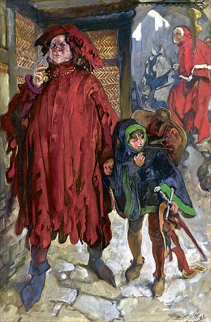 Король Генрих IV, часть II: Сэр Джон Фальстаф со своим пажом (акт I, сцена 2), Эдвин Остин Эбби (1905)