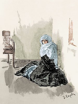 Бэла. Иллюстрация В. А. Серова к роману М. Ю. Лермонтова «Герой нашего времени»