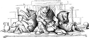 Песнь шестая (заставка). Иллюстрация к поэме И. В. Гёте «Рейнеке-Лис». Художник Вильгельм фон Каульбах, 1847 г.