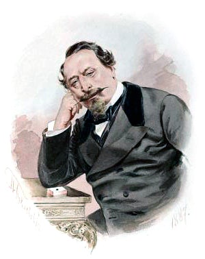 Ихарев. Иллюстрация к комедии Н. В. Гоголя «Игроки» (1842 г.). Художник Боклевский Пётр Михайлович, 1887 г. Сохранилось три рисунка Боклевского к «Игрокам»; два из них впервые помещаются здесь. Остается неизданным портрет Глова. Интересно, что художник при обработке типов брал за основу известных европейских деятелей. Ихарев напоминает Наполеона III, Утешительный — Бисмарка того времени, Глов-отец по-видимому рисован с Вильгельма. Говорят, что Боклевский любил проводить аналогию между сюжетом «Игроков» и Франко-Прусской войной. (Из издания 1912 г.)