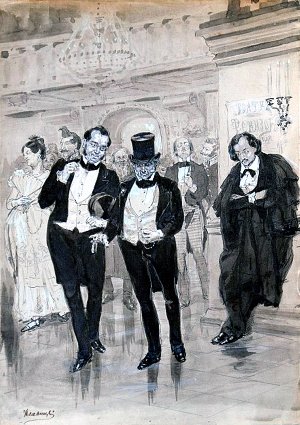 Иллюстрация К. А. Савицкого (1901—1902 гг.) к «Театральному разъезду после представления новой комедии» Гоголя