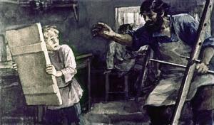 Иллюстрация к рассказу М. Горького «Встряска». Художник Т. Афонина, 1960