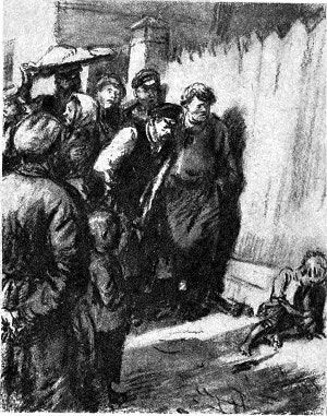 — Больно, Коська? Иллюстрация к рассказу М. Горького «Зрители». Художник Д. Шмаринов, 1937 г.