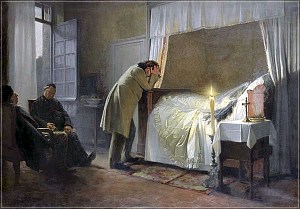 За одним порывом отчаяния следовал другой — они были непрерывны, как волны в часы прибоя. Иллюстрация к роману Гюстава Флобера «Госпожа Бовари». Художник Альберт Фури, 1885 г.