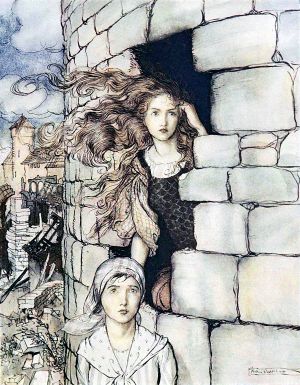Иллюстрация к сказке братьев Гримм «Дева Малейн». Художник Артур Рэкем (1867-1939)