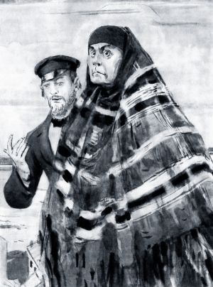 Кабанова и Тихон. Иллюстрация С. В. Герасимова к пьесе А. Н. Островского «Гроза»