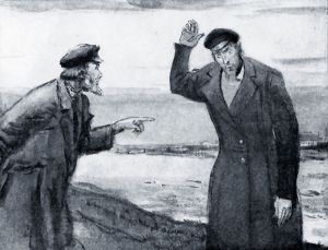 Кулигин и Кабанов. Иллюстрация С. В. Герасимова к пьесе А. Н. Островского «Гроза»
