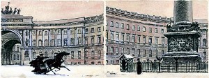 Донесение Воронцова доставлено в Петербург. Иллюстрация Е.Е.Лансере к повести Л.Н.Толстого «Хаджи-Мурат»
