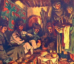 Хаджи-Мурат в доме Садо. Иллюстрация Е.Е.Лансере к повести Л.Н.Толстого «Хаджи-Мурат»