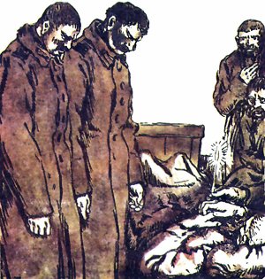 Смерть Авдеева. Иллюстрация Е.Е.Лансере к повести Л.Н.Толстого «Хаджи-Мурат»