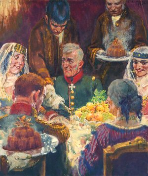 Обед у Воронцовых. Иллюстрация Е.Е.Лансере к повести Л.Н.Толстого «Хаджи-Мурат»
