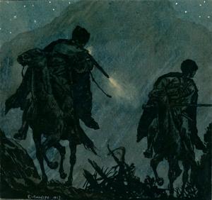Выстрел. Иллюстрация Е.Е.Лансере к повести Л.Н.Толстого «Хаджи-Мурат»