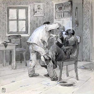 Иллюстрация А. П. Апсита (1900-1903) к рассказу Чехова «Хирургия»
