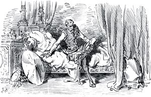 Часть вторая. Конец главы XLIV. Иллюстрация Гюстава Доре (1832–1883) к «Дон-Кихоту» Мигеля де Сервантеса (1547-1616)