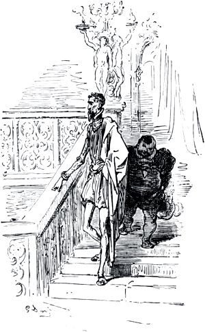 Часть вторая. Конец главы XLIII. Иллюстрация Гюстава Доре (1832–1883) к «Дон-Кихоту» Мигеля де Сервантеса (1547-1616)